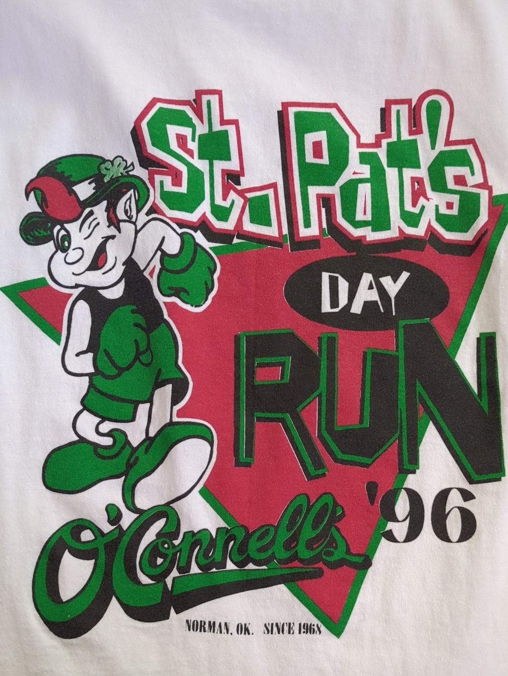 Vintage Single Stitched St. Pat's Day Run '96 Graphic Tee - Green/Red